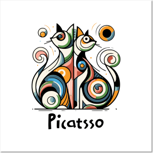 Dual Picatsso Geometric Abstract Cats Posters and Art